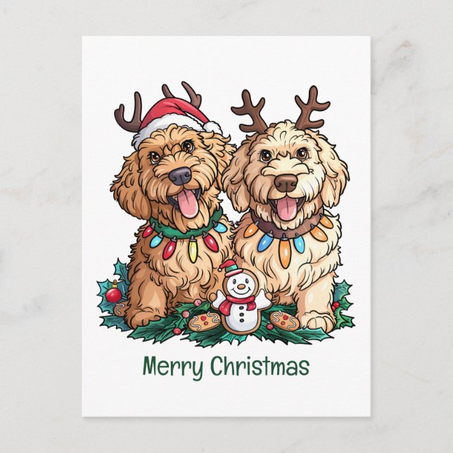 Feliz Navidad Goldendoodle Dogs (Anverso)