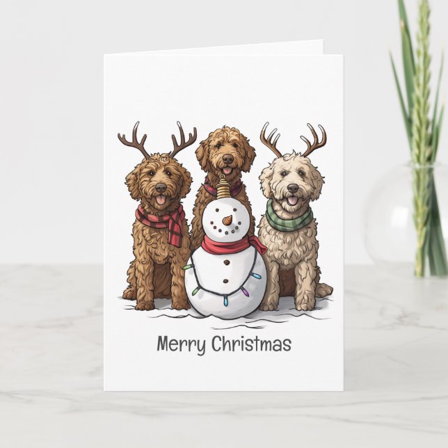 Feliz Navidad Goldendoodle Dogs (Anverso)