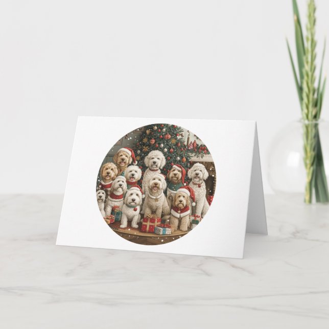 Feliz Navidad Goldendoodle Perros Cachorros (Anverso)