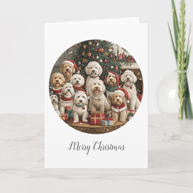 Feliz Navidad Goldendoodle Perros Cachorros (Anverso)