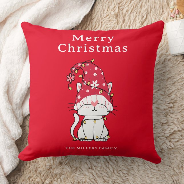 Feliz Navidad Gracioso Cojín decorativo de gato li (Manta)