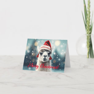 Feliz Navidad Gracioso Cute Lllama Alpaca Santa Ha