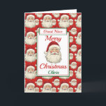 Feliz Navidad Gran Niña Santa<br><div class="desc">Una preciosa tarjeta de Navidades de la sobrina. El diseño presenta la cara sonriente de santa claus y el fondo rojo. Todo el texto se puede modificar según sea necesario para el personalizar - cambiar hija,  sobrina o hermana,  luego personalizar con un nombre y mensaje interno.</div>