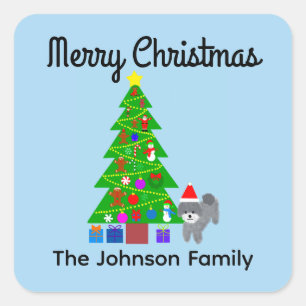 Feliz Navidad Gray Poodle Navidades #5 Pegatinas