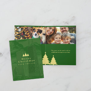 Feliz Navidad Green Photo Follet Tarjeta de vacaci