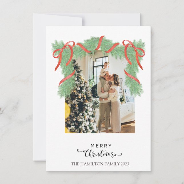 Feliz Navidad Green Red Garland Foto (Anverso)