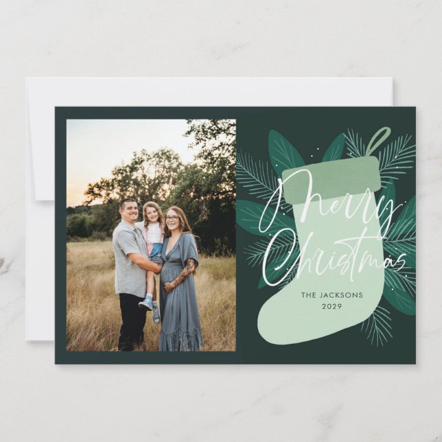 Feliz Navidad Green Stocking (Anverso)