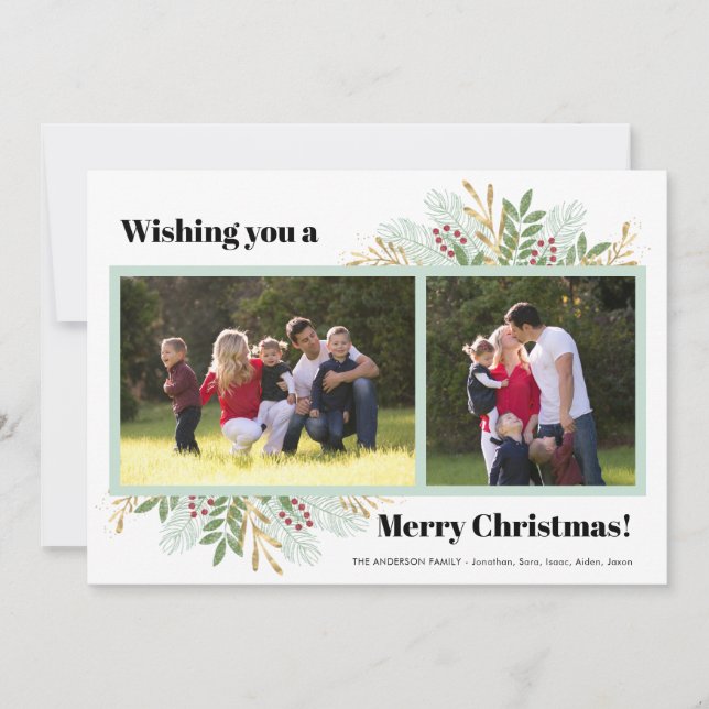 Feliz Navidad Greenery 2 Navidades de fotografía (Anverso)