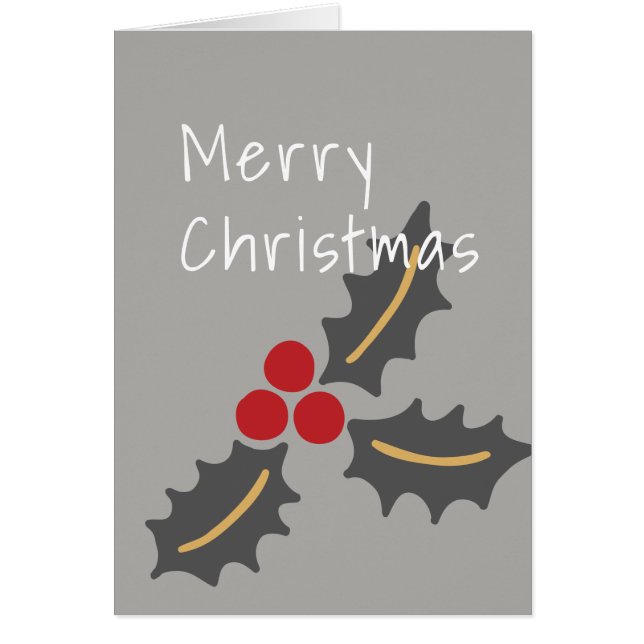 Feliz Navidad/ Grey & Red Holly Design (Frente)