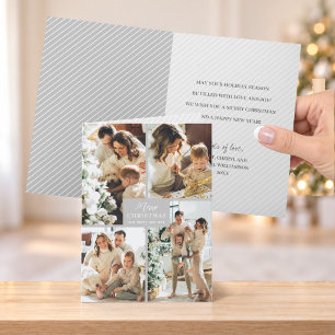 Feliz Navidad gris plegado con varias fotos
