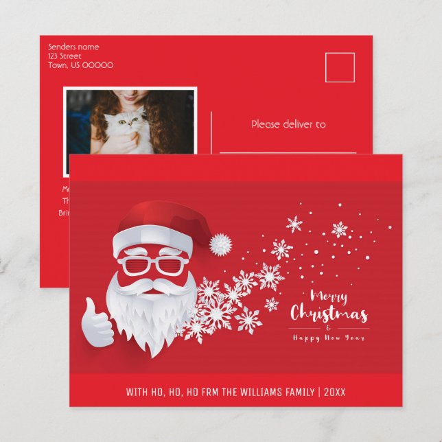 Feliz Navidad Guay Santa Red Fotografía de la fami (Anverso / Reverso)