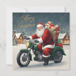 Feliz Navidad Guay Vintage Santa en motocicleta