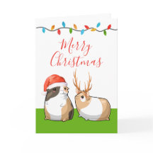 Feliz Navidad Guinea Cerdos Santa Reindeer