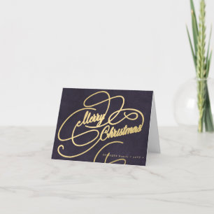 Feliz Navidad guión dorado púrpura elegante