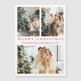 Feliz Navidad guión rojo 3 fotos imán de collage