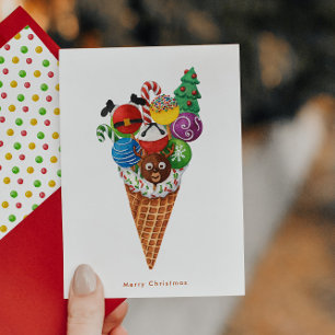 Feliz Navidad Helado Crema Waffle Cone postre