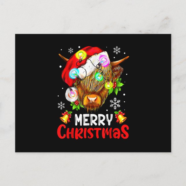 Feliz Navidad Highland Cow Western Santa Hat Xma (Anverso)