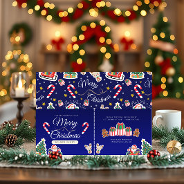 Feliz Navidad, HO!HO!HO! Invitación Azul Personali