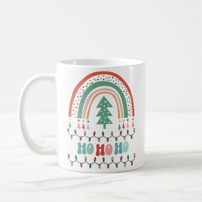 Feliz Navidad hohoho arcoiris taza de café (Izquierda)