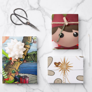 Feliz Navidad Hojas de pan de jengibre Papel envue