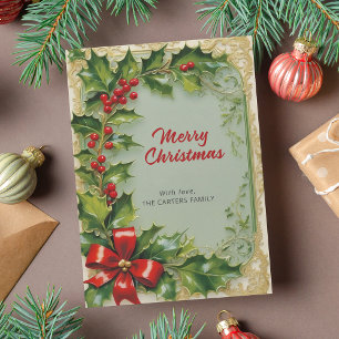 Feliz Navidad Holly deja marco de cinta roja