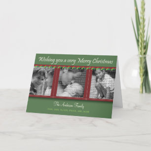 Feliz navidad Holly e Ivy Tri-Photo Card