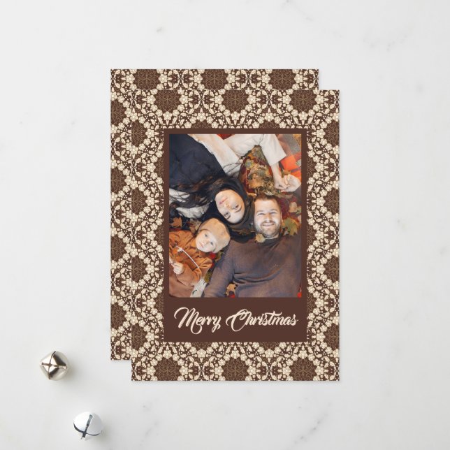 Feliz Navidad Holly | Vintage Crema y Marrón | (Anverso/Reverso In Situ)