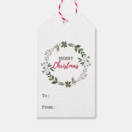 Feliz Navidad Holly Wreath Gift Etiqueta Favor de