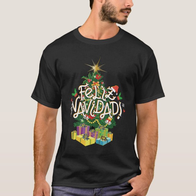 Feliz Navidad Hombres Camisa Negra (Anverso)
