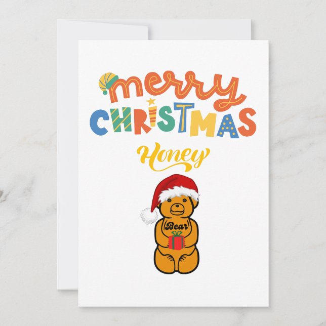 Feliz Navidad Honey Bear lindo oso y presente (Anverso)