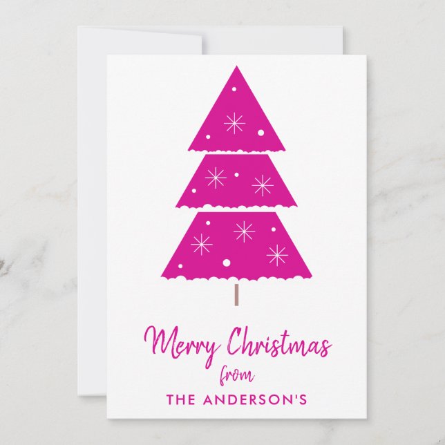Feliz Navidad Hot Pink Christmas Tree Snowflakes (Anverso)