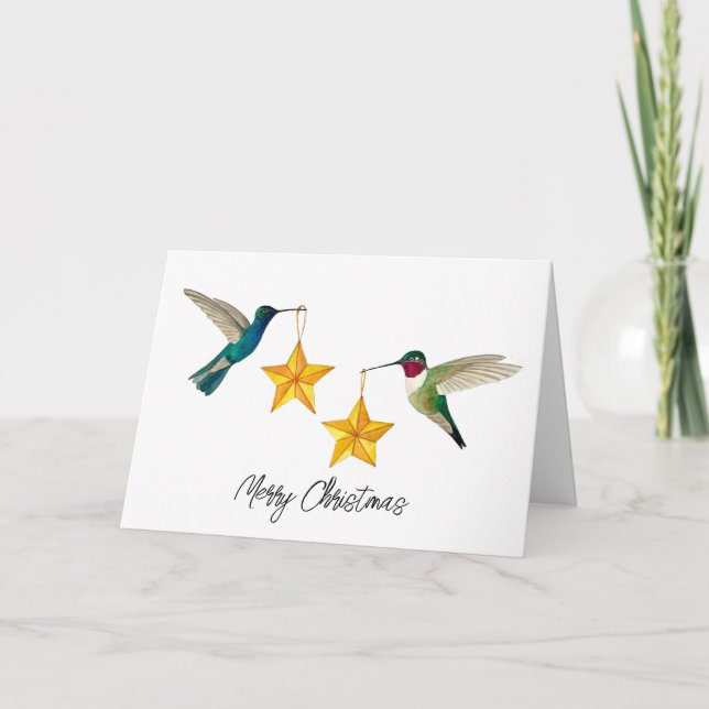 Feliz Navidad Hummingbirds y Stars Holiday Car (Anverso)