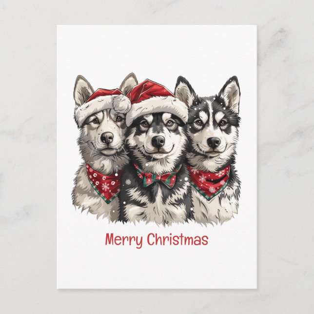 Feliz Navidad Husky Dogs (Anverso)