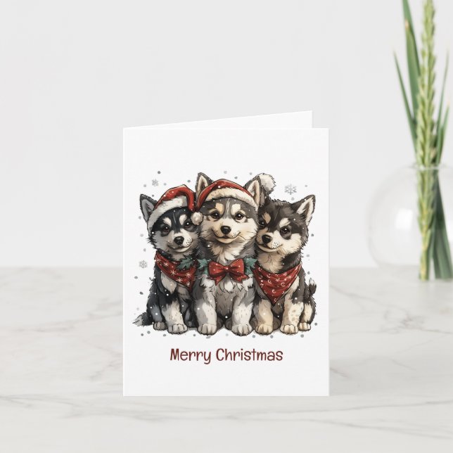 Feliz Navidad Husky Dogs (Anverso)