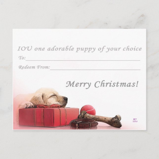 Feliz Navidad I.O.U. un cachorro (Anverso)