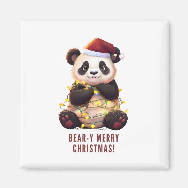 ¡Feliz Navidad! Imán Panda de juguetón (Frente)