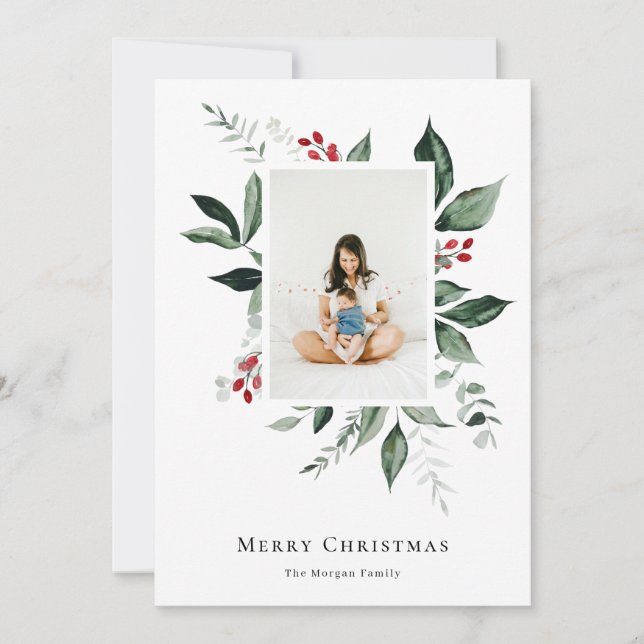Feliz Navidad Invierno Berry Foto Botánica (Anverso)