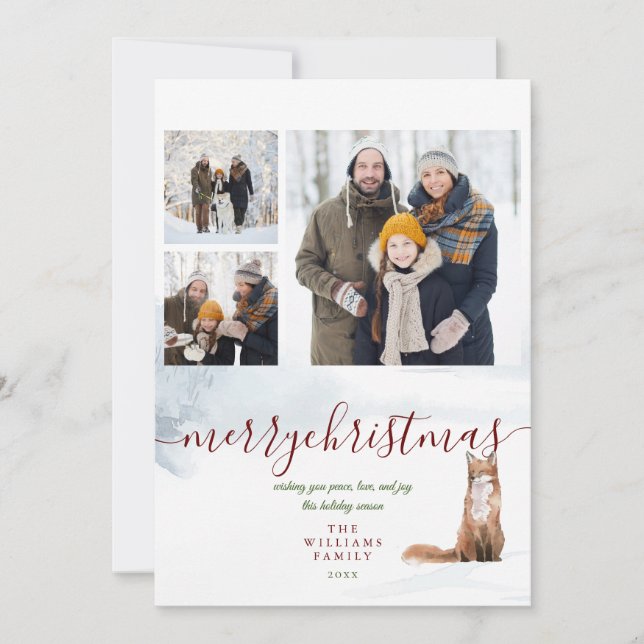 Feliz Navidad Invierno Fox 3 Collage de fotos (Anverso)