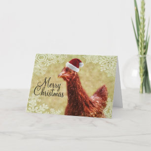 Feliz Navidad Invierno Snowflake Santa Chicken