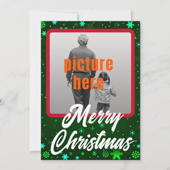 Feliz Navidad Invierno Verde Copos de nieve (Anverso)