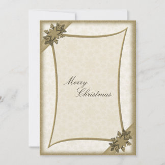 Feliz Navidad Invitación Oro y Copos de Nieve Blan