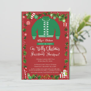 Feliz Navidad Invitación Roja y Verde