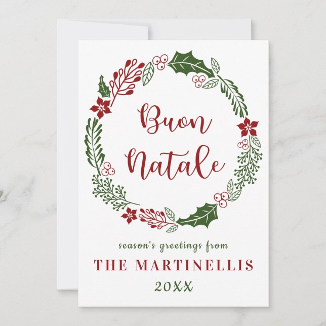 Feliz Navidad italiano, personalizado (Anverso)