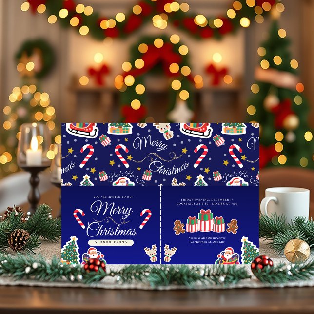 Feliz Navidad, ¡JA! ¡JA! ¡JA! Invitación azul pers (Subido por el creador)