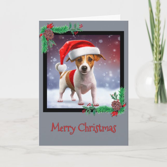 Feliz Navidad Jack Russell Terrier Tarjeta de Salu (Anverso)