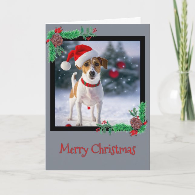 Feliz Navidad Jack Russell Terrier Tarjeta de Salu (Anverso)