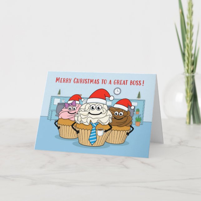 Feliz Navidad Jefe Cupcakes Equipo de Oficina (Anverso)