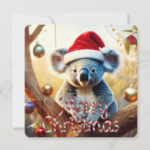 Feliz Navidad Koala Gorro de Santa Adornos en Euca