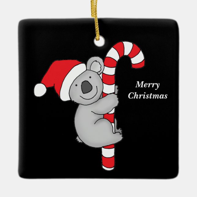 Feliz Navidad Koala Oso Ornamento cerámico (Anverso)