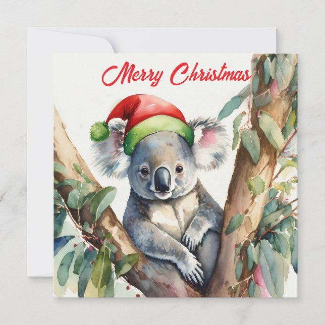 Feliz Navidad Koala sentado en Gumtree (Anverso)